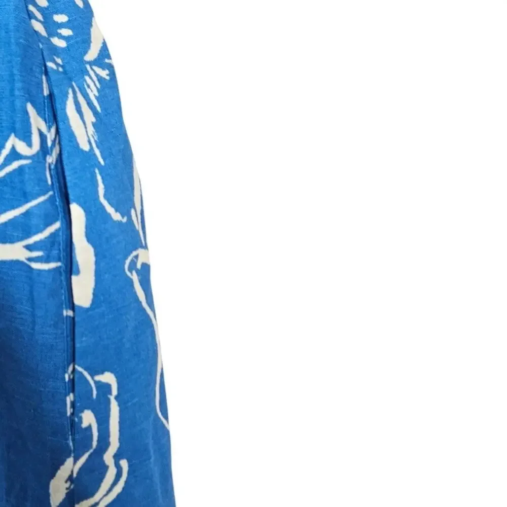 Maye M Margot Shirt Dress Arcadia Print Blue Floral Linen Cotton Coastal Casual